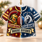 Personalized Dual Mascot Christmas Ornament, Custom House Divided Family Gift
