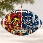 Personalized Dual Mascot Christmas Ornament, Custom House Divided Family Gift