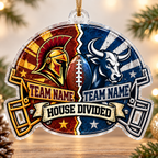 Personalized Dual Mascot Christmas Ornament, Custom House Divided Family Gift
