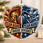 Personalized Dual Mascot Christmas Ornament, Custom House Divided Family Gift