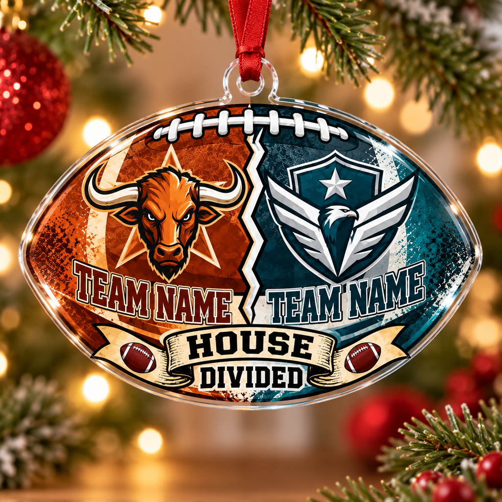 Personalized Football Cheer Mascot Ornament, Custom Team Name Game Day Decor