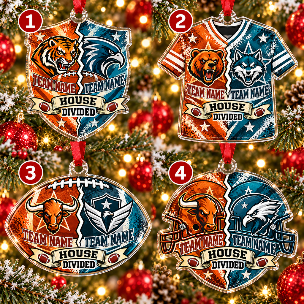 Personalized Football Cheer Mascot Ornament, Custom Team Name Game Day Decor