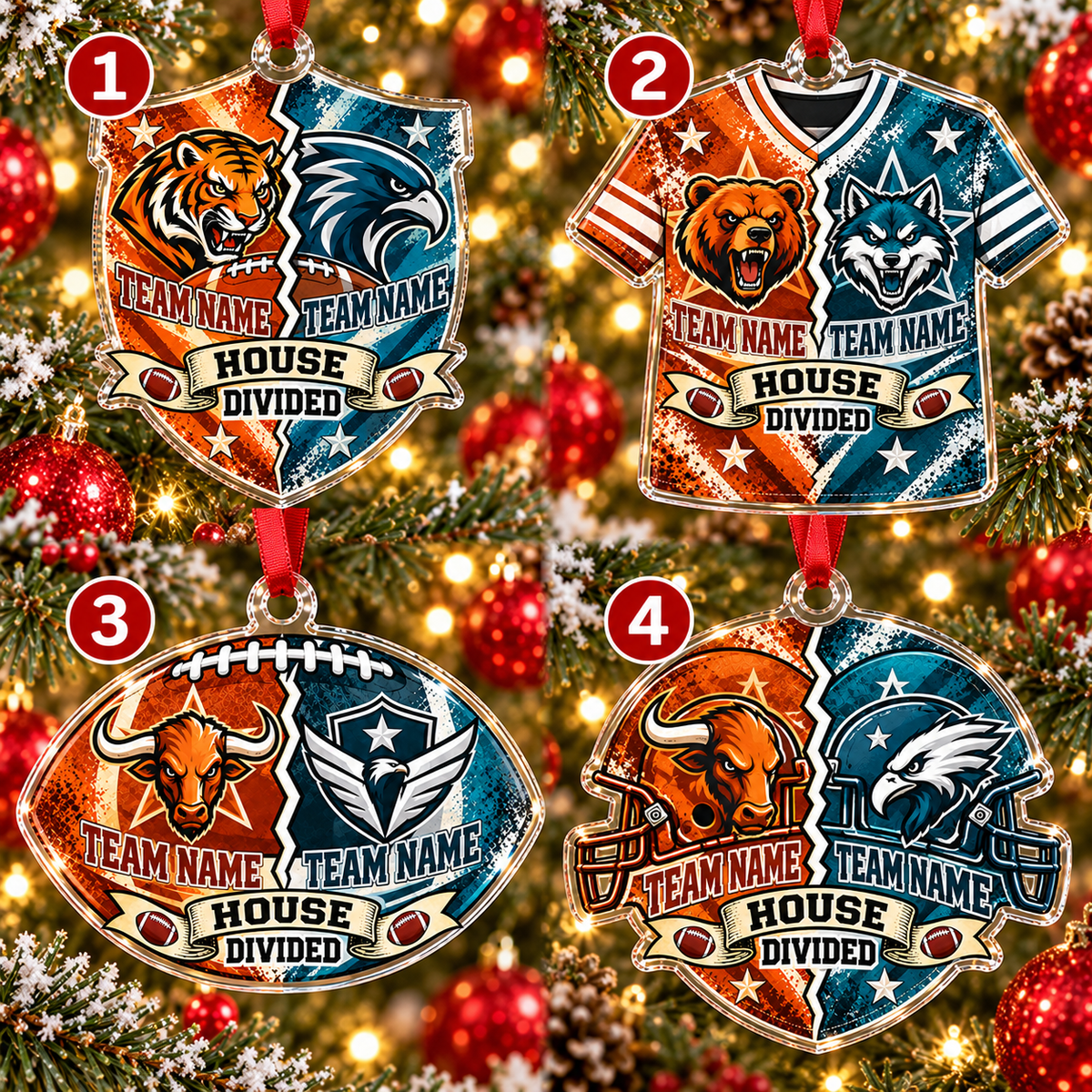 Personalized Football Cheer Mascot Ornament, Custom Team Name Game Day Decor