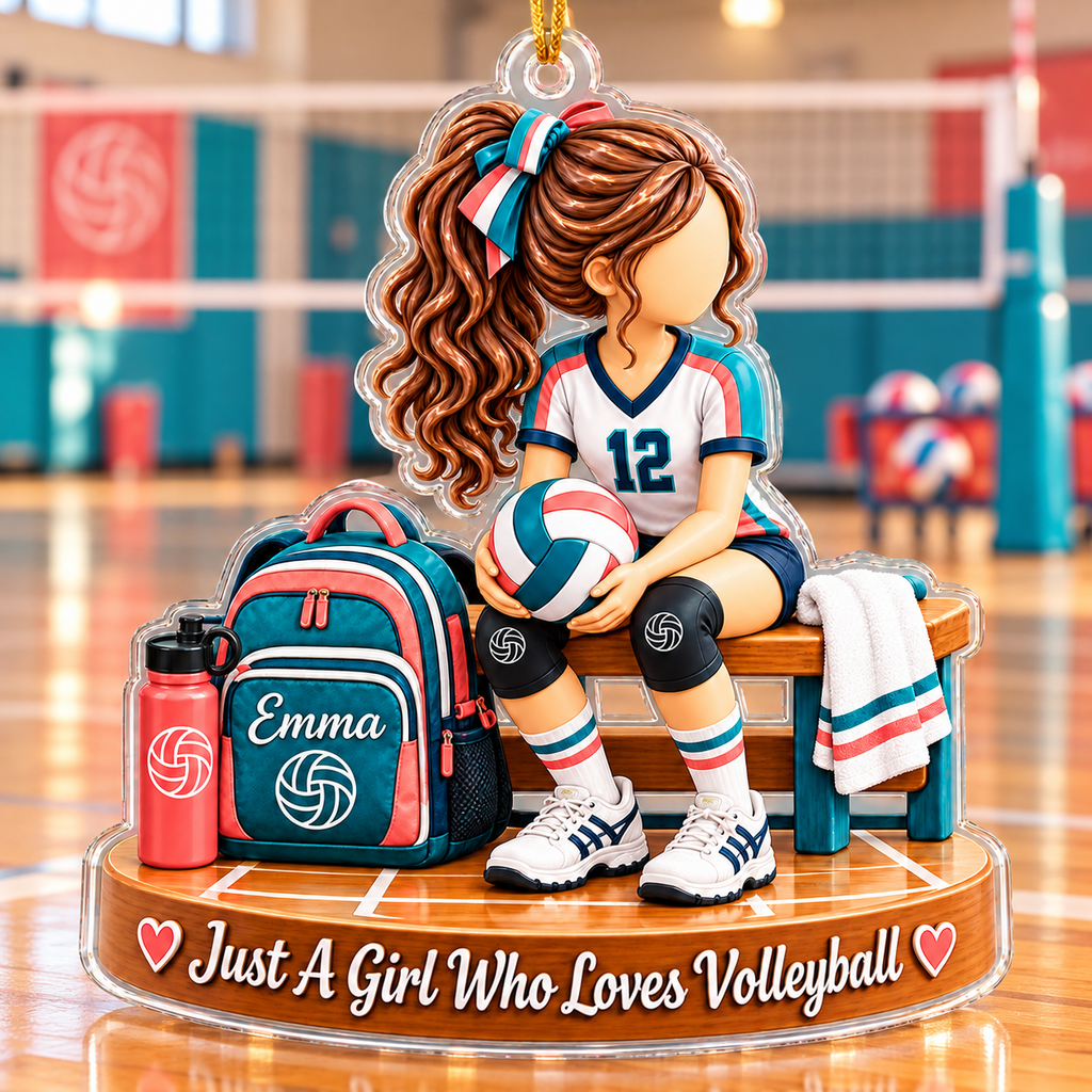 Personalized Volleyball Christmas Ornament for Girls, Custom Name & Number