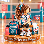 Personalized Volleyball Christmas Ornament for Girls, Custom Name & Number