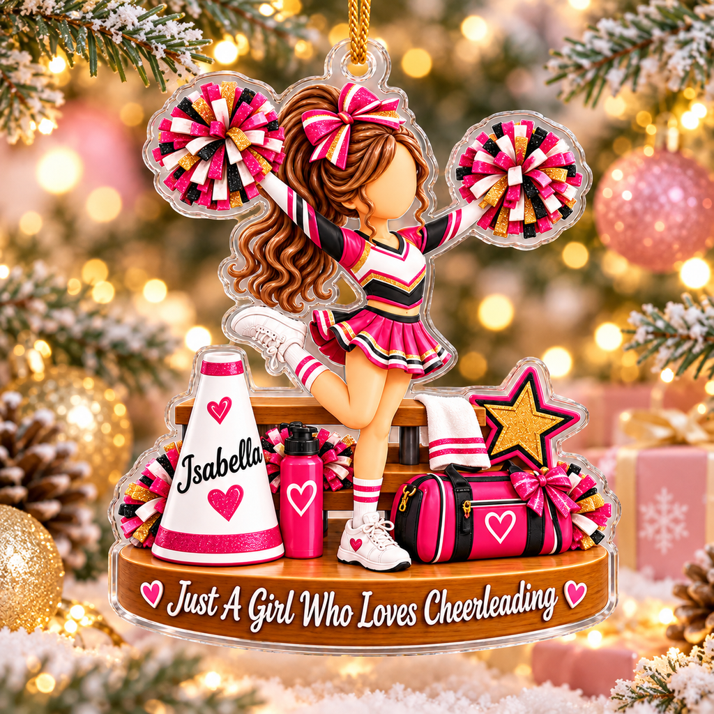 Personalized Cheerleader Christmas Ornament for Girls, Custom Cheer Team Gift