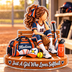 Personalized Softball Christmas Ornament for Girls, Custom Name & Number Gift