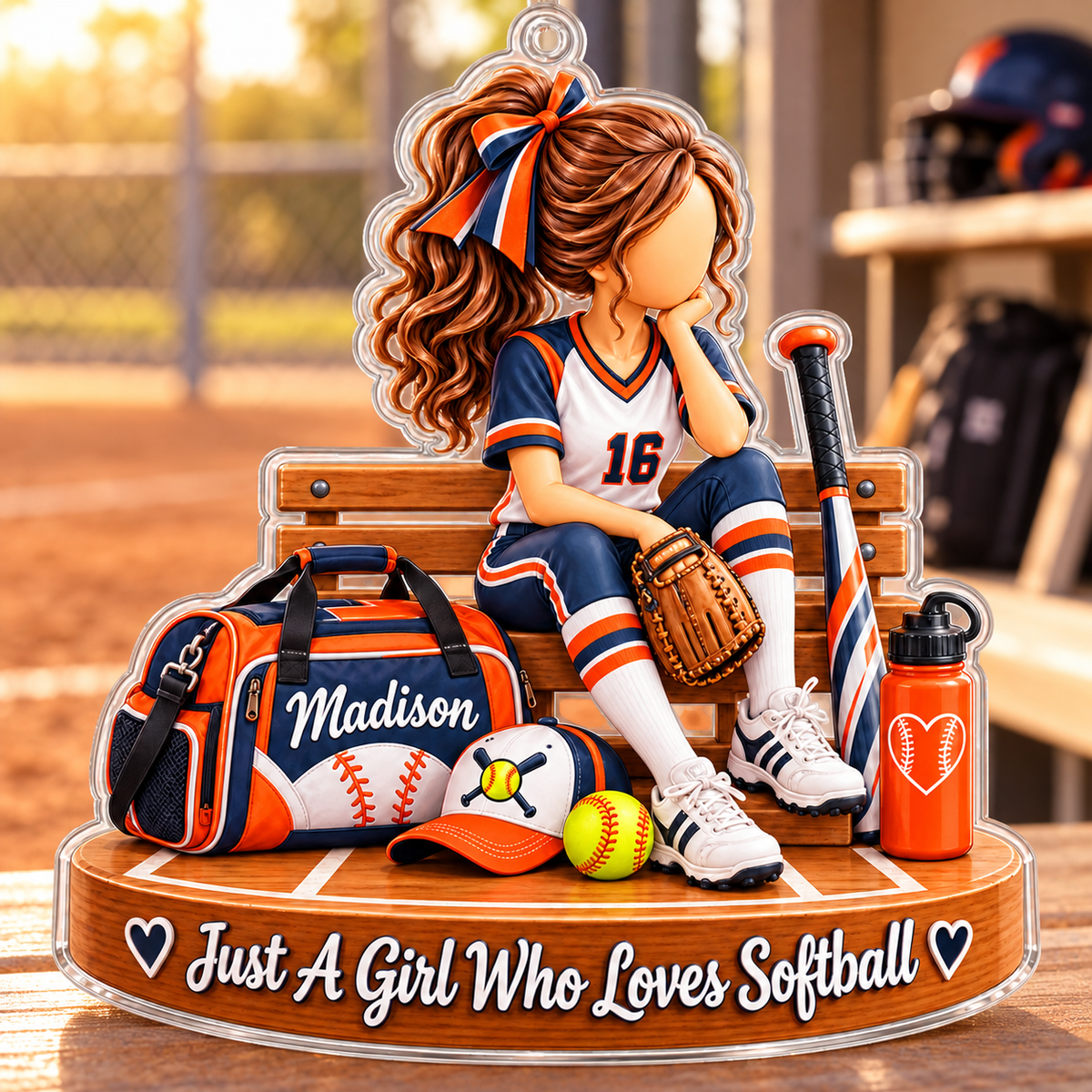 Personalized Softball Christmas Ornament for Girls, Custom Name & Number Gift