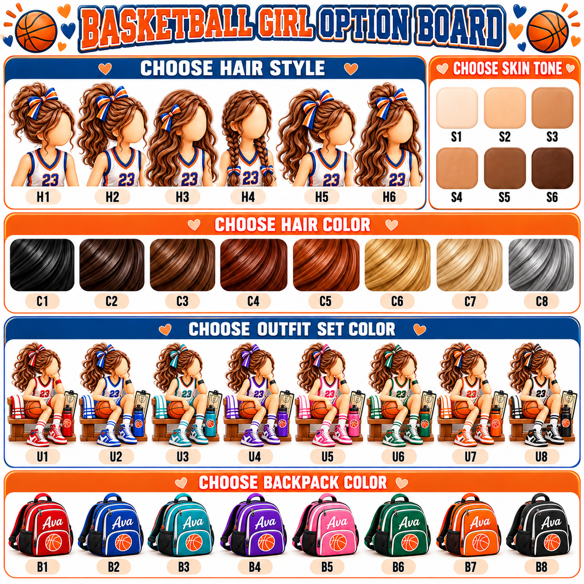 Personalized Basketball Christmas Ornament for Girls, Custom Name & Number