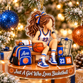 Personalized Basketball Christmas Ornament for Girls, Custom Name & Number
