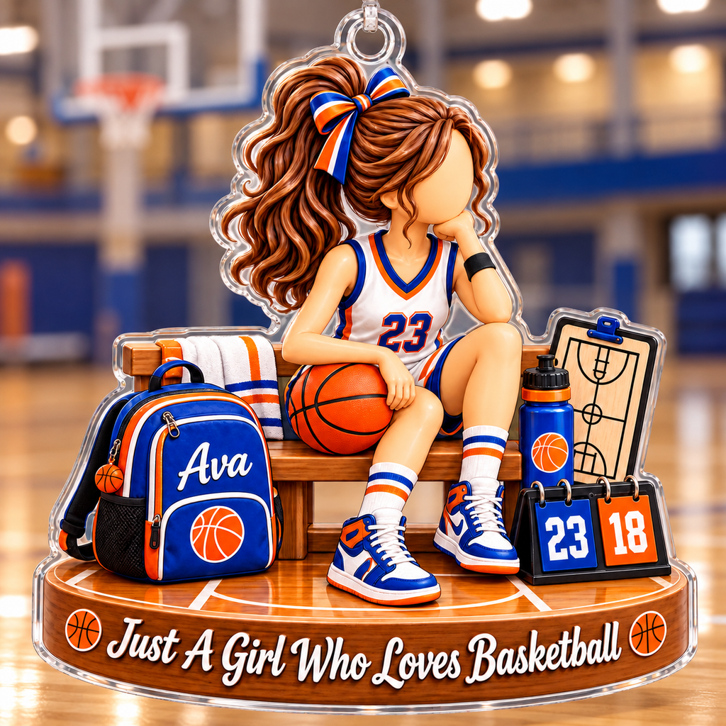 Personalized Basketball Christmas Ornament for Girls, Custom Name & Number
