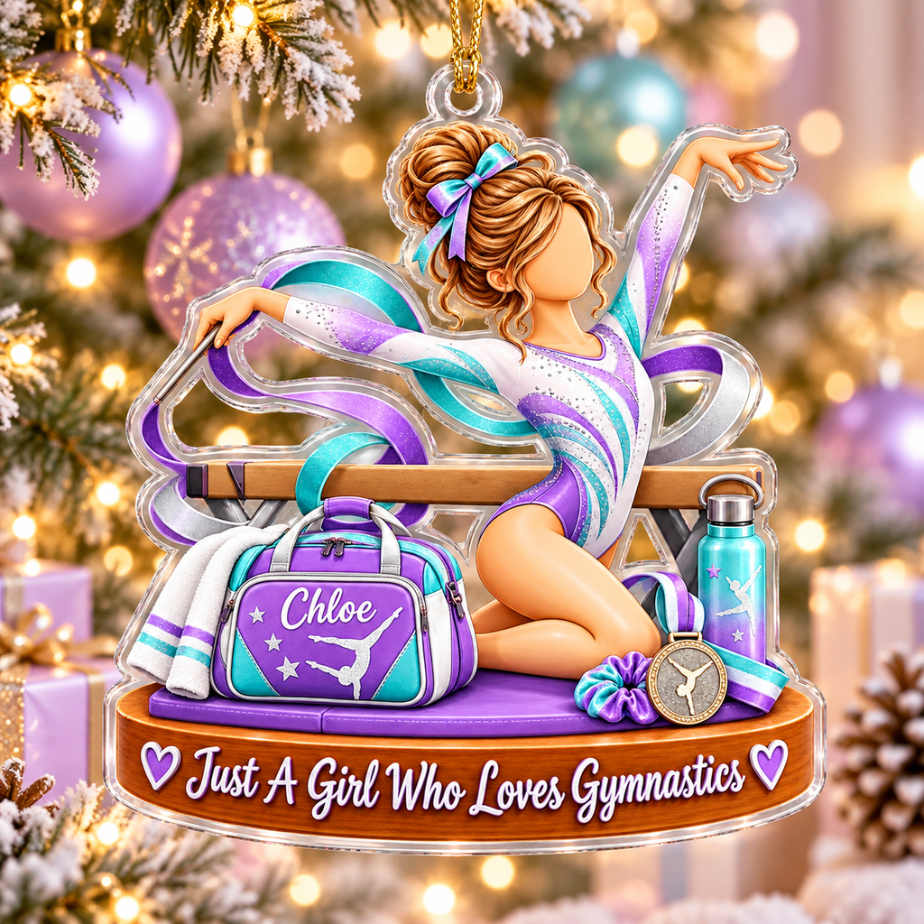 Personalized Gymnastics Christmas Ornament, Custom Gymnast Girl Team Gift