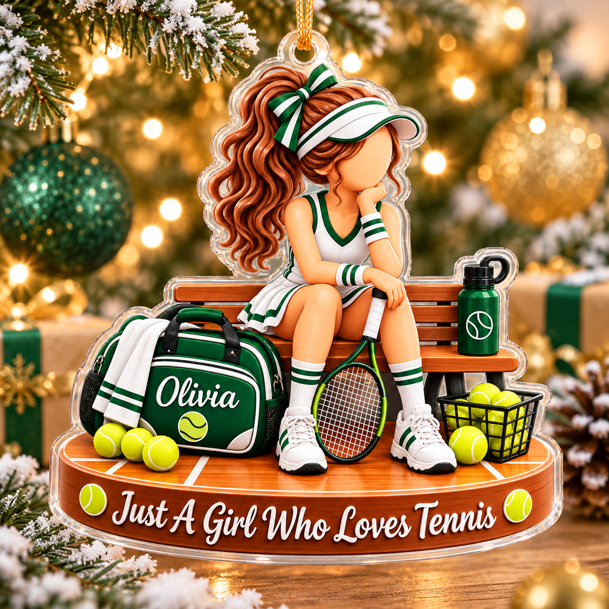 Personalized Tennis Christmas Ornament for Girls, Custom Team Player Gift