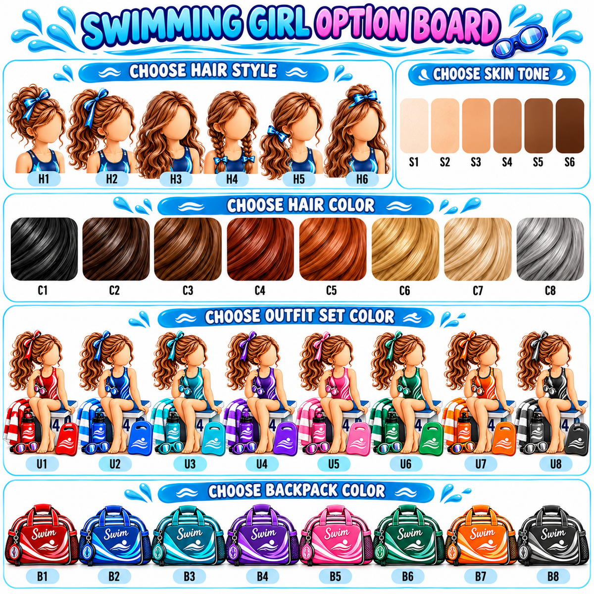 Personalized Swimming Christmas Ornament for Girls, Custom Name & Number Gift