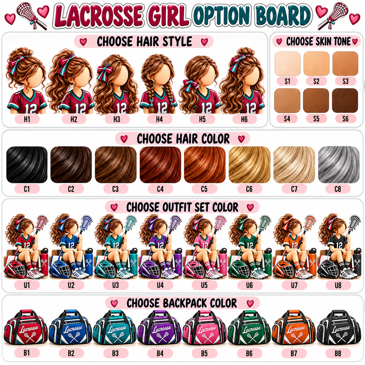 Personalized Lacrosse Christmas Ornament for Girls, Custom Name & Number Gift