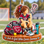 Personalized Lacrosse Christmas Ornament for Girls, Custom Name & Number Gift