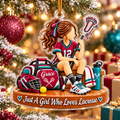 Personalized Lacrosse Christmas Ornament for Girls, Custom Name & Number Gift