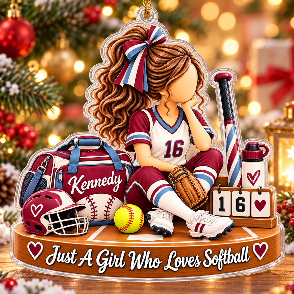 Personalized Softball Keepsake Ornament, Custom Player Name & Number Gift