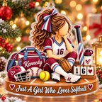 Personalized Softball Keepsake Ornament, Custom Player Name & Number Gift