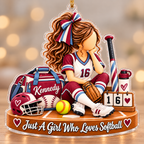 Personalized Softball Keepsake Ornament, Custom Player Name & Number Gift