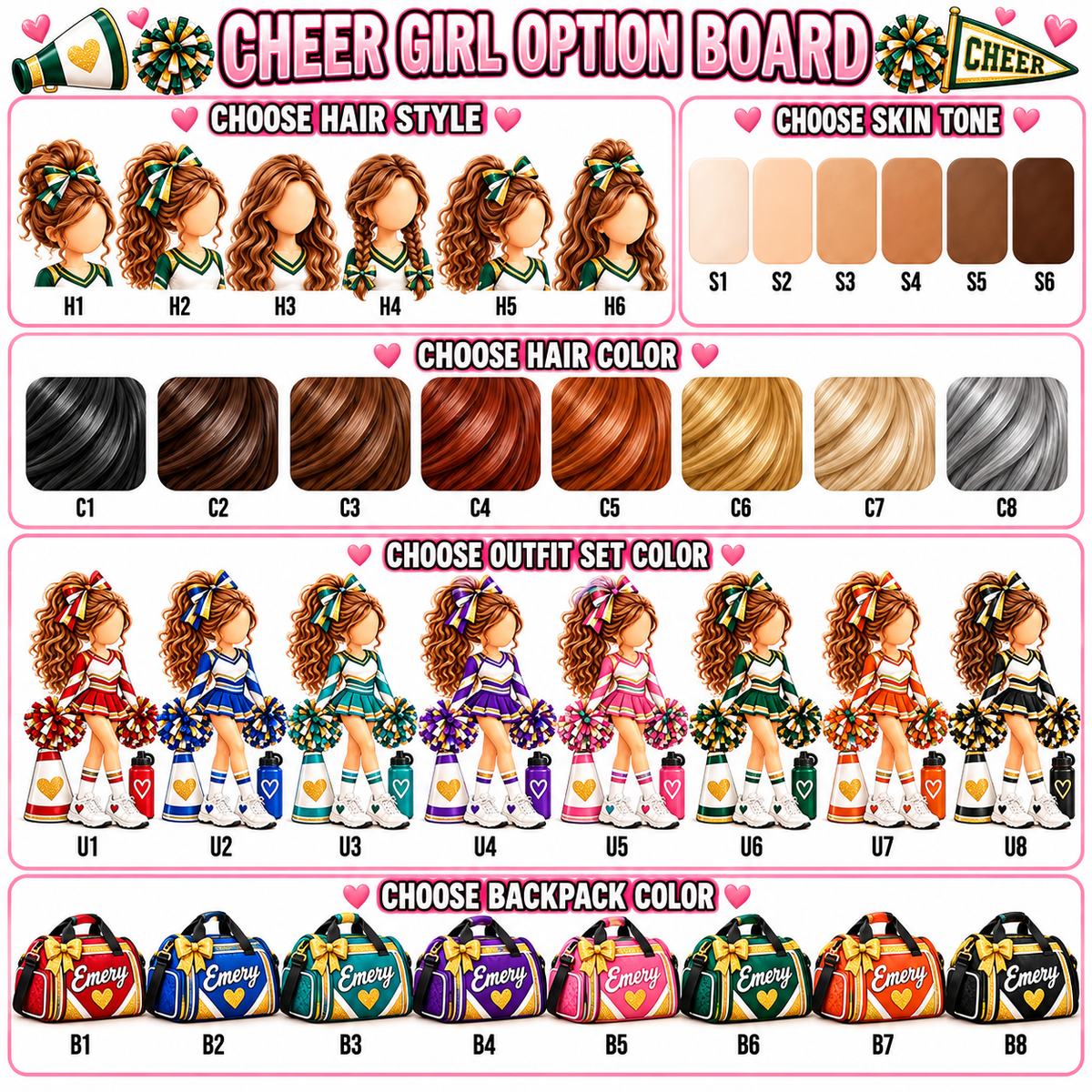 Personalized Cheerleader Keepsake Ornament, Custom Cheer Team Holiday Gift