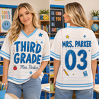 Personalized Grade Level Baseball Jersey, Custom Teacher Name & Number Shirt