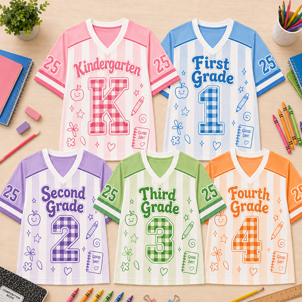 Custom Grade School Jersey, Personalized Back to School Gift