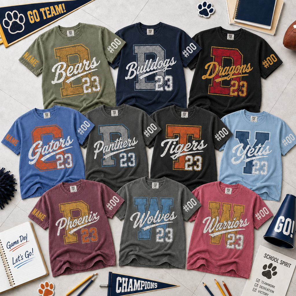 Custom Varsity Letter T-Shirt, School Spirit Game Day Gift