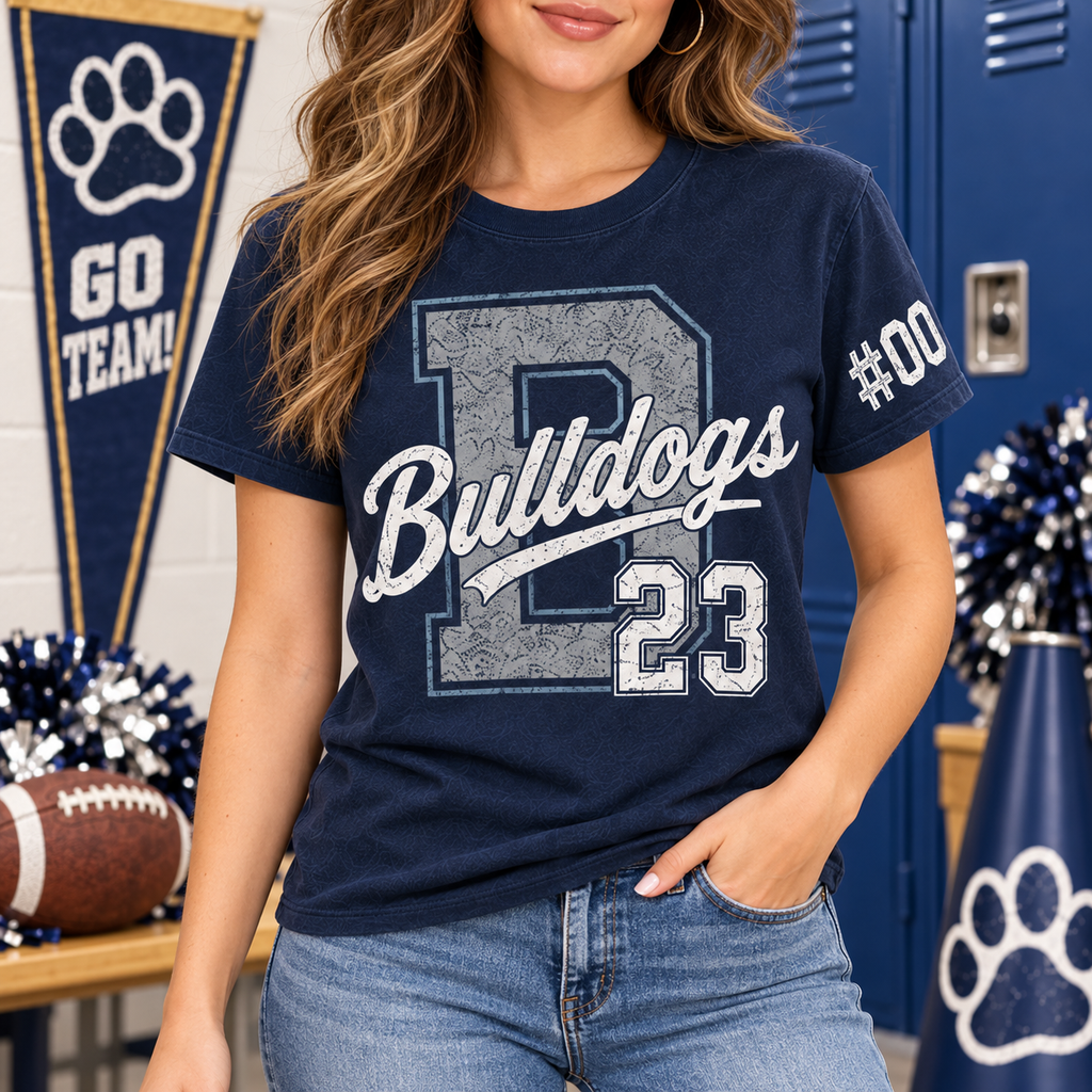Custom Varsity Letter T-Shirt, School Spirit Game Day Gift