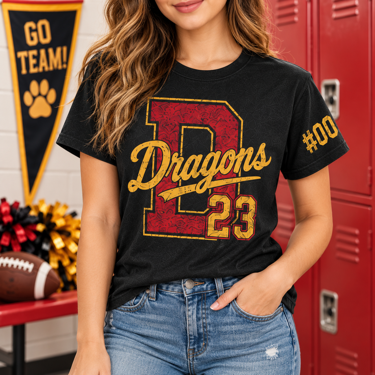 Custom Varsity Letter T-Shirt, School Spirit Game Day Gift