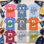 Custom Vertical Stripe Mascot T-Shirt, School Spirit Game Day Gift