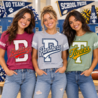 Custom Vertical Stripe Mascot T-Shirt, School Spirit Game Day Gift