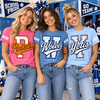 Custom Vertical Stripe Mascot T-Shirt, School Spirit Game Day Gift
