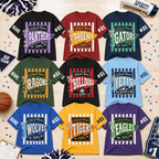 Custom Plaid Mascot T-Shirt, School Spirit Game Day Gift
