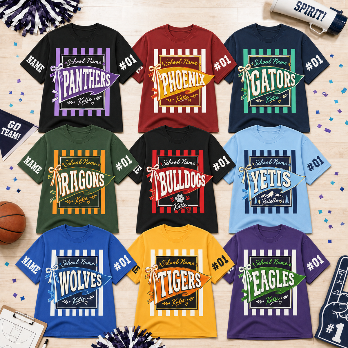 Custom Plaid Mascot T-Shirt, School Spirit Game Day Gift