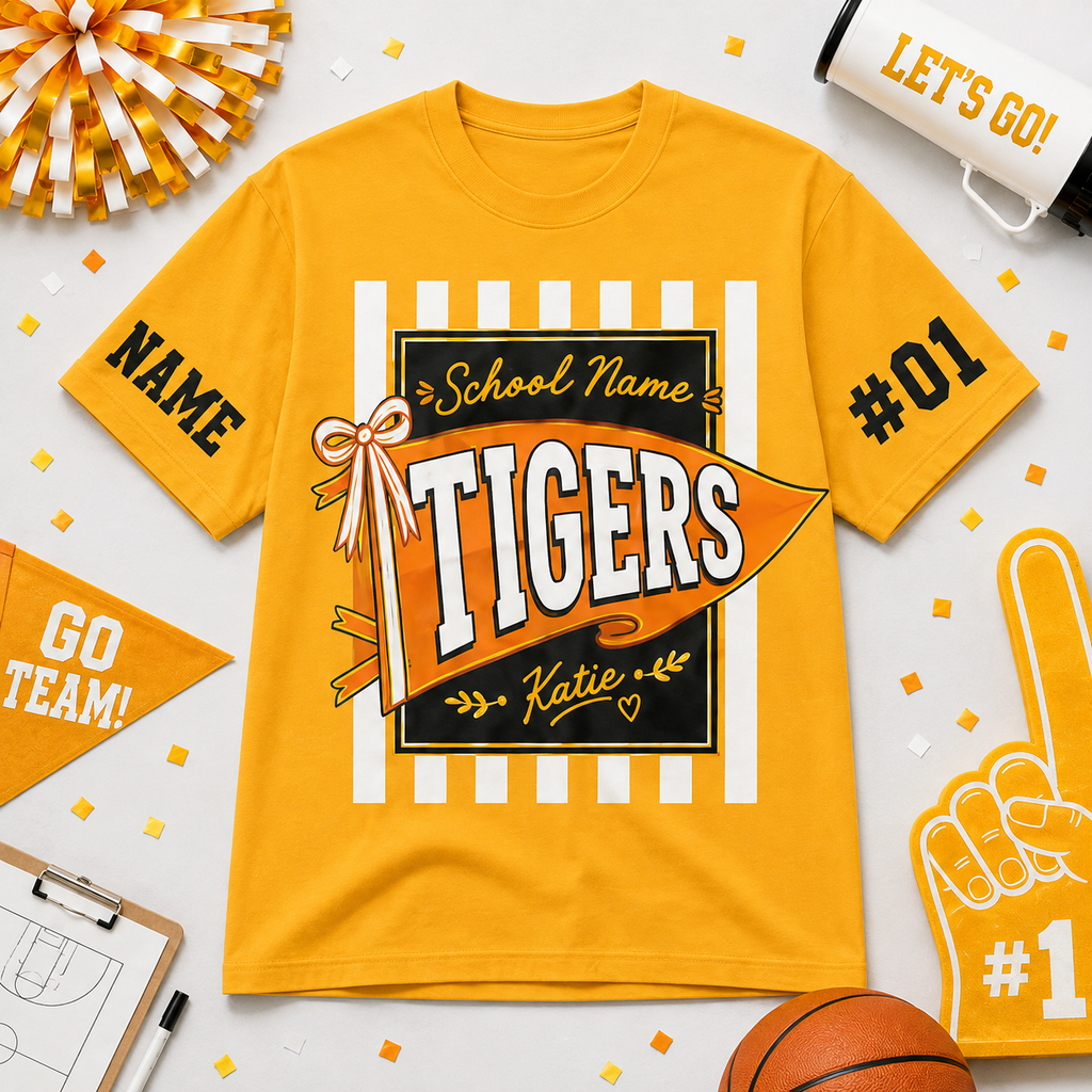 Custom Plaid Mascot T-Shirt, School Spirit Game Day Gift