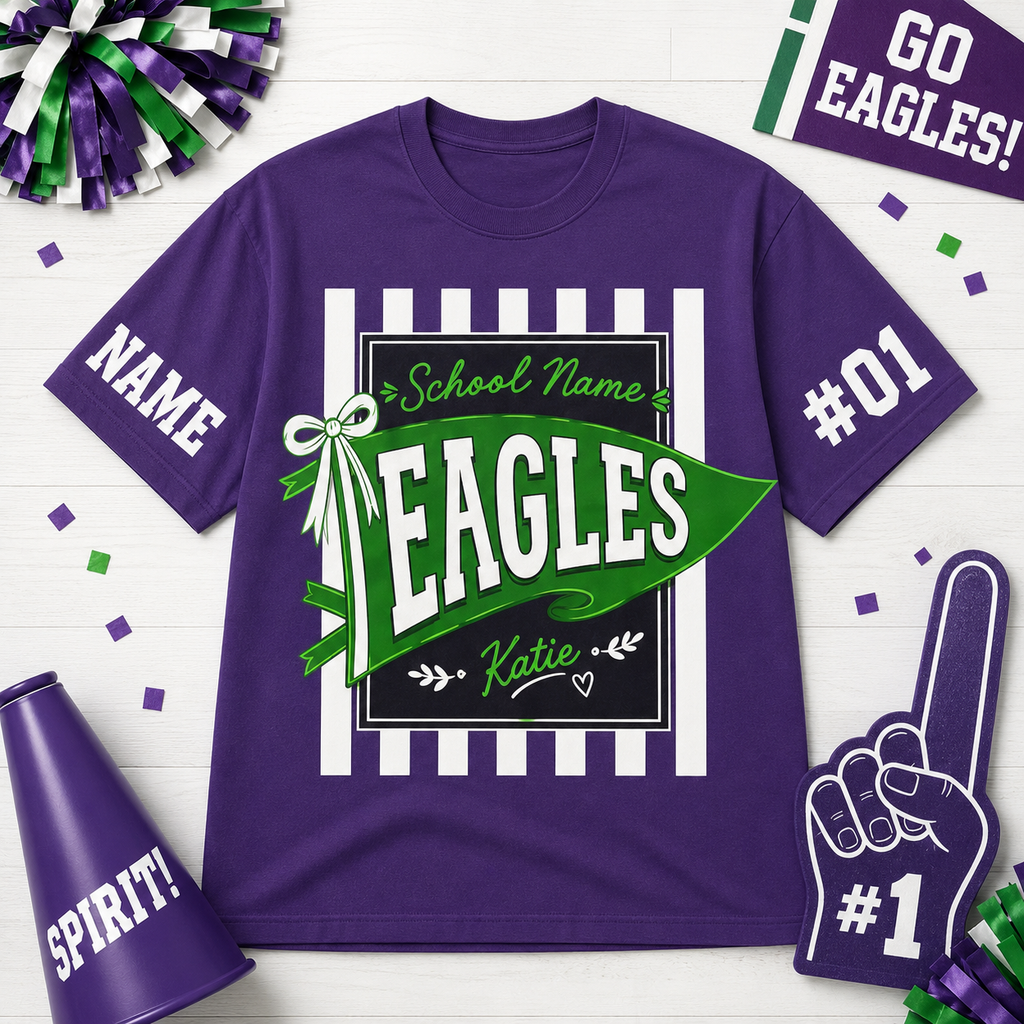 Custom Plaid Mascot T-Shirt, School Spirit Game Day Gift