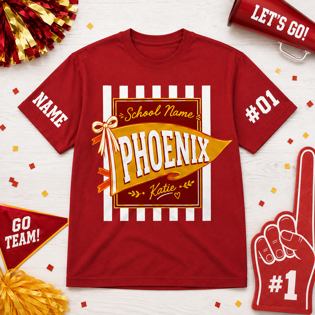 Custom Plaid Mascot T-Shirt, School Spirit Game Day Gift