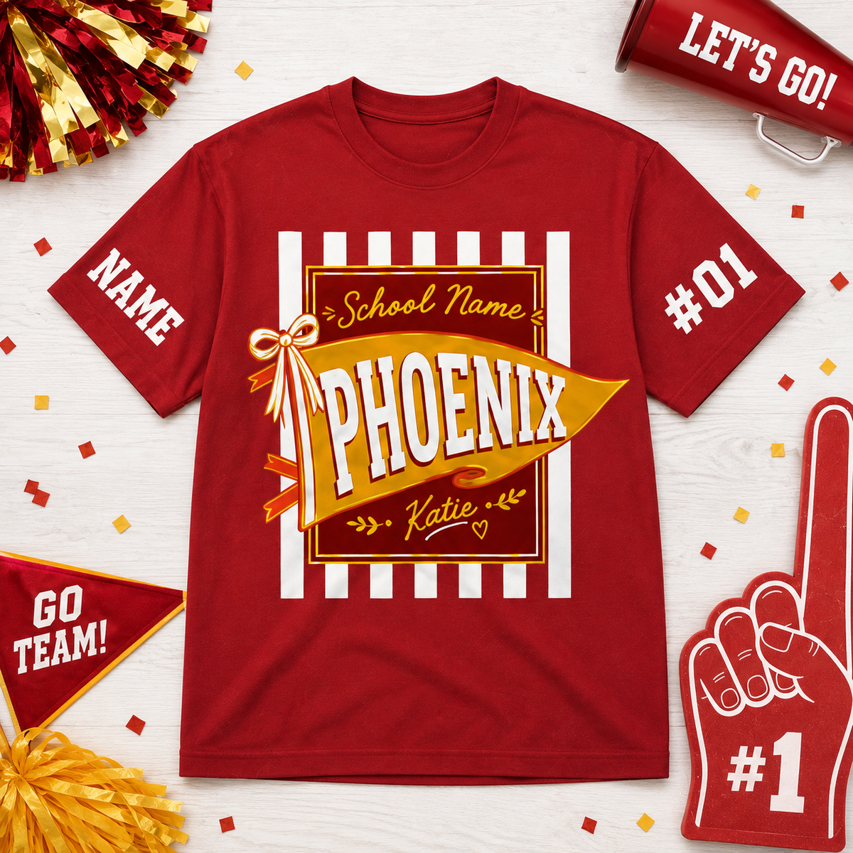 Custom Plaid Mascot T-Shirt, School Spirit Game Day Gift