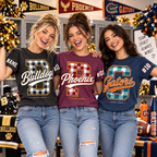 Custom Plaid Mascot T-Shirt, Proud School Spirit Game Day Gift