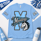 Custom School Mascot Graphic Shirt, Pennant Stripe Game Day Appare