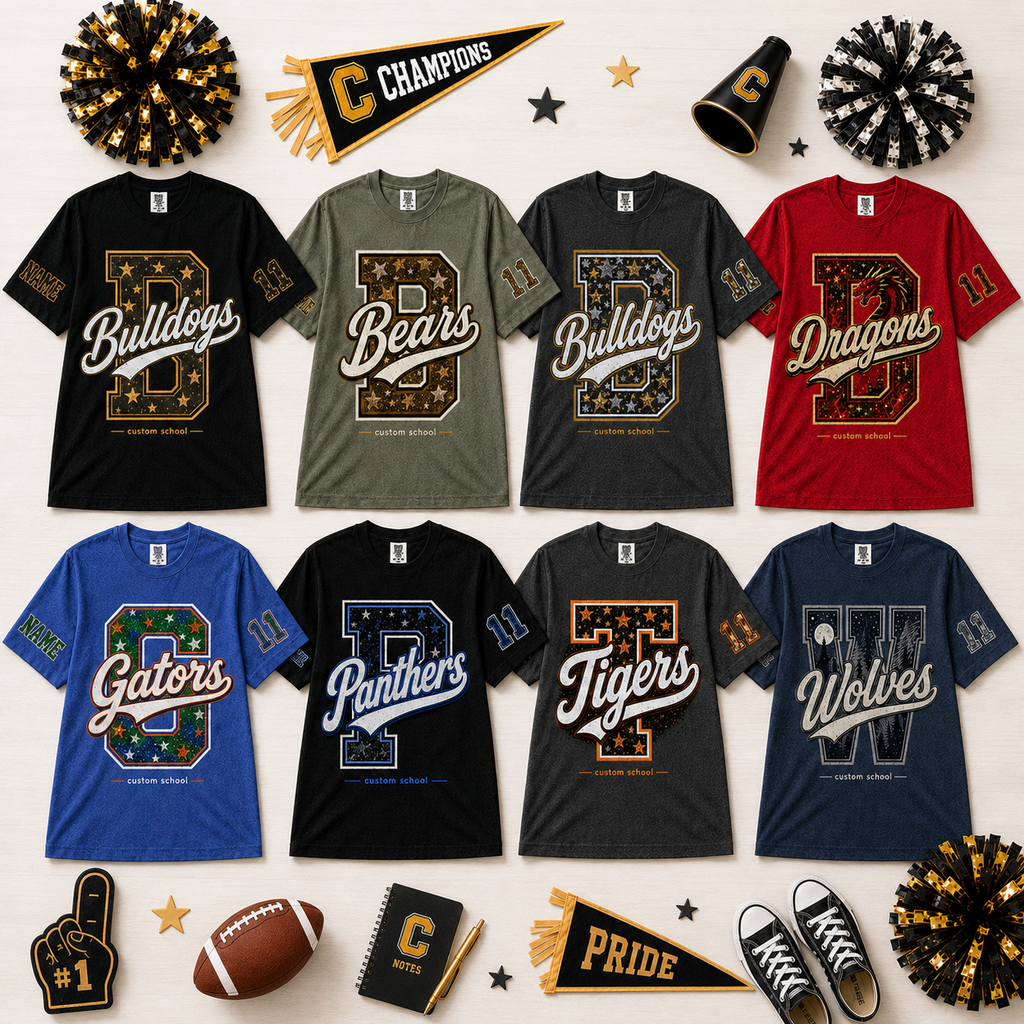 Custom Starry Varsity Letter T-Shirt, Personalized Game Day Gift