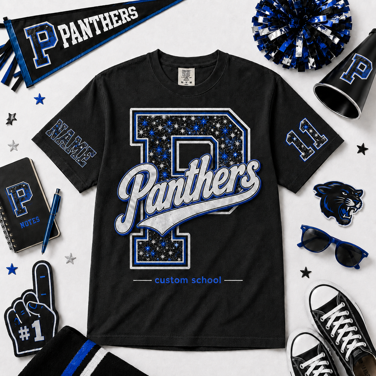 Custom Starry Varsity Letter T-Shirt, Personalized Game Day Gift