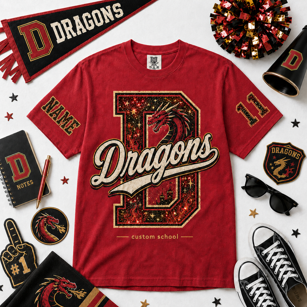 Custom Starry Varsity Letter T-Shirt, Personalized Game Day Gift