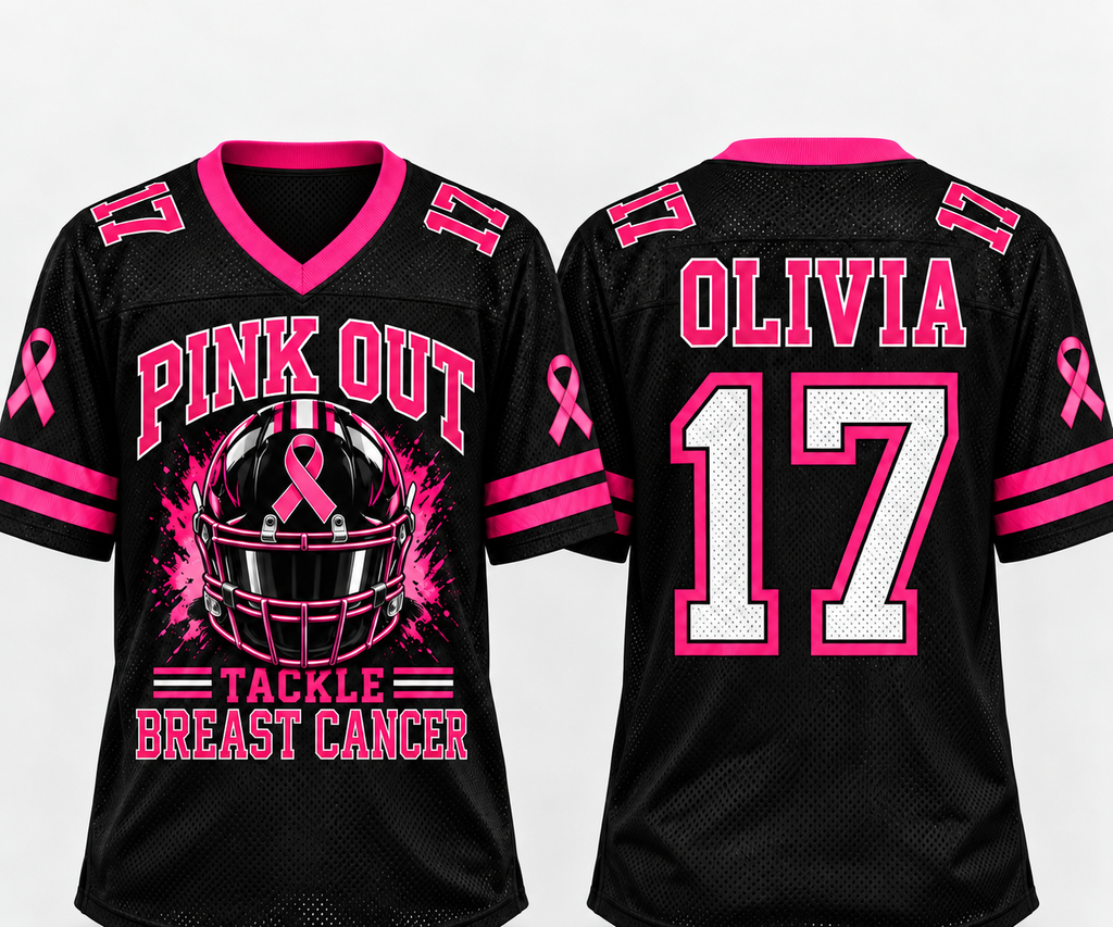 Tackle Cancer Football Jersey, Breast Cancer Supporter Tribute Gift - product image 1