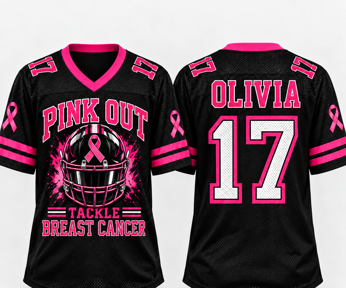 Tackle Cancer Football Jersey, Breast Cancer Supporter Tribute Gift - product image 1