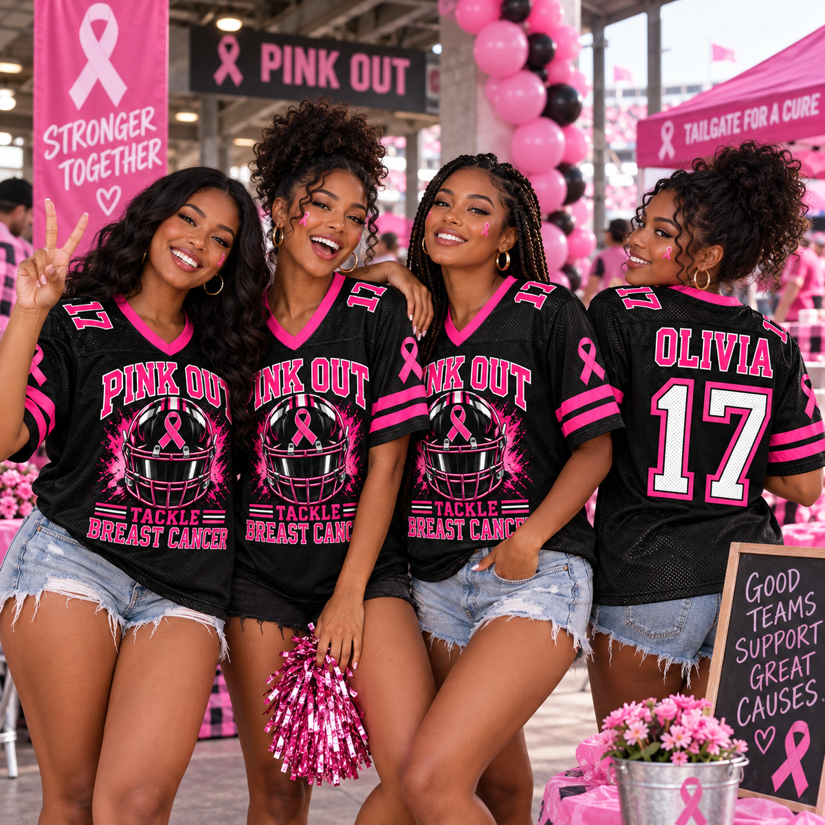 Tackle Cancer Football Jersey, Breast Cancer Supporter Tribute Gift - product image 2