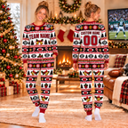 Custom Team Logo Football Christmas Pajamas, Matching Family Christmas Pajama Set