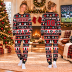 Custom Team Logo Football Christmas Pajamas, Matching Family Christmas Pajama Set