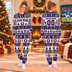 Custom Team Logo Football Christmas Pajamas, Matching Family Christmas Pajama Set